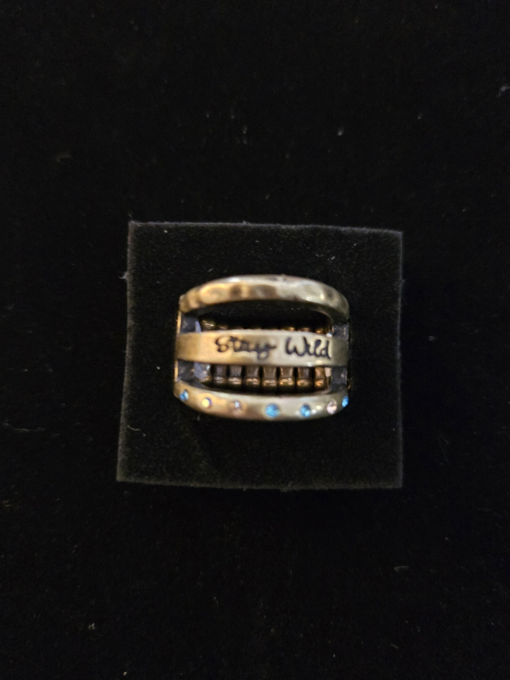 Gold-Tone Ring with Blue Accent Stones